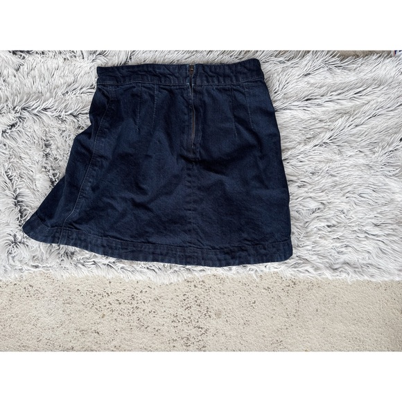 Free People Lace Up Pleated Boho Dark Wash Denim Jean Mini Skirt Y2K - Picture 4 of 4